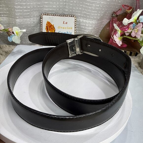 (H) GUCCI Vintage Reversible Leather Belt Brown/Black \